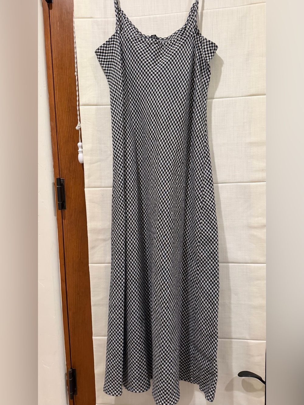 J. Crew Black & White Gingham Maxi Slip Dress